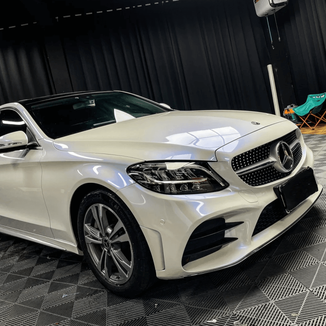 mercedes Color Shift White Blue Glossy Vinyl Wrap