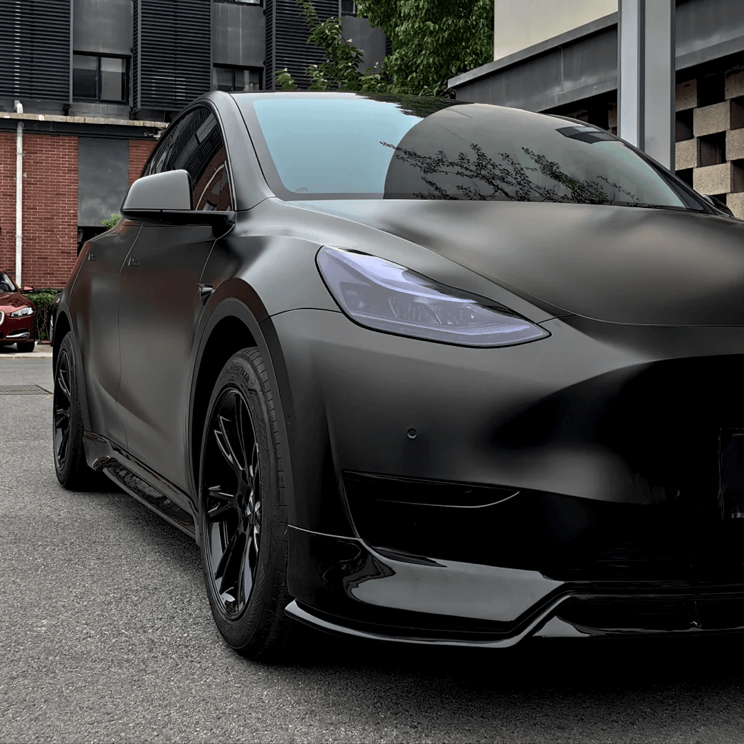 metallic black car wrap