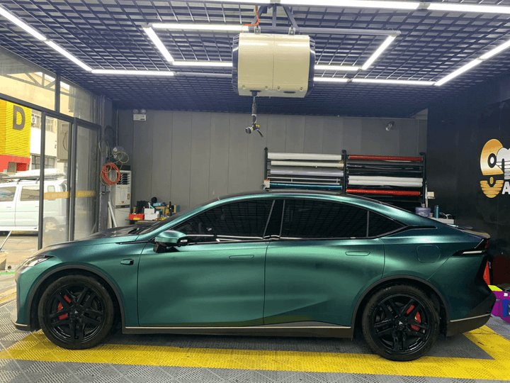 metallic midnight green car wrap