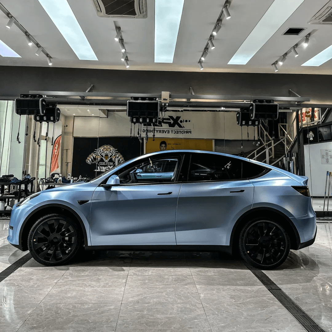 metallic slate blue car wrap