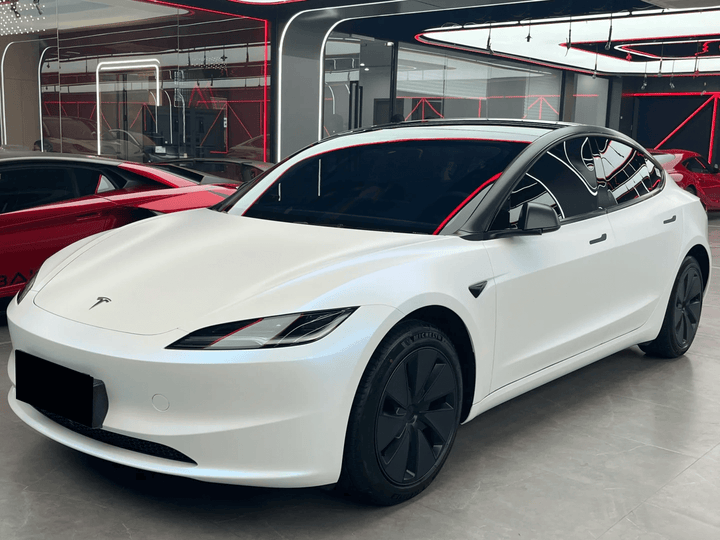 tesla Color Shift White Blue Matte Vinyl Wrap