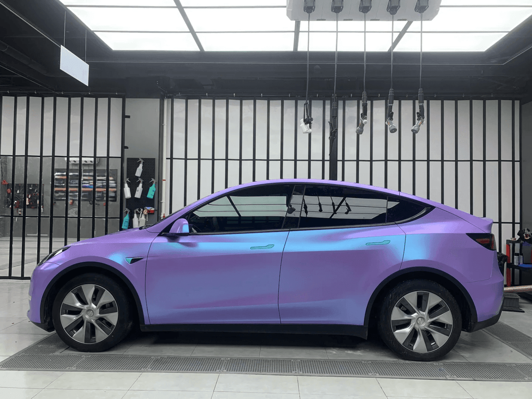 model y Satin Ceramic Glacier Blue Vinyl Wrap