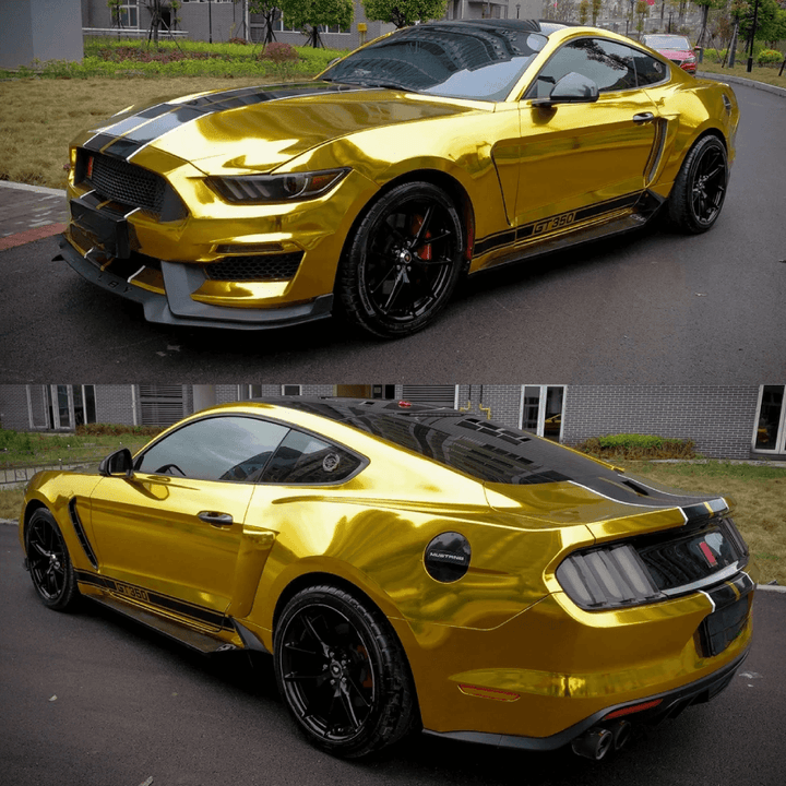 mustang gold mirror chrome vinyl wrap