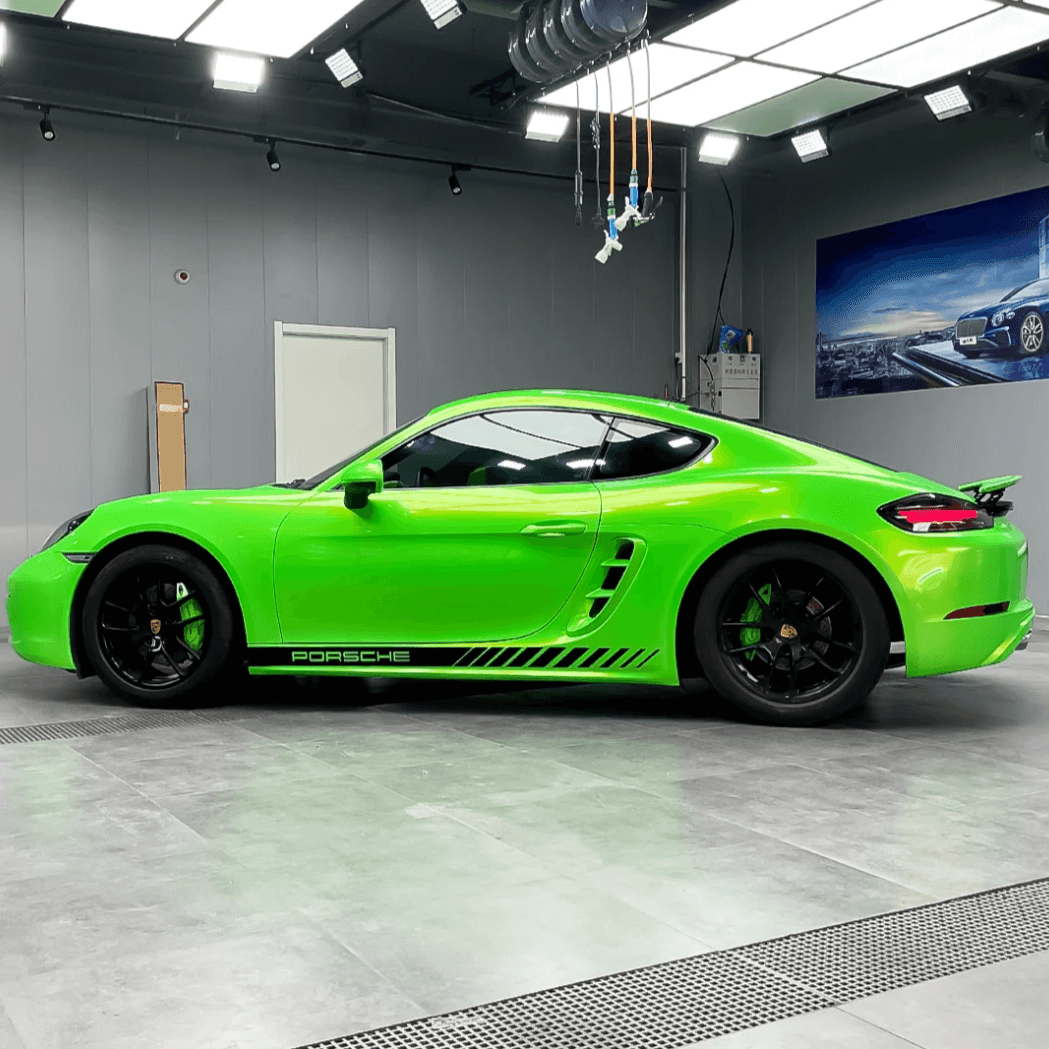 pearlescent neon green car wrap