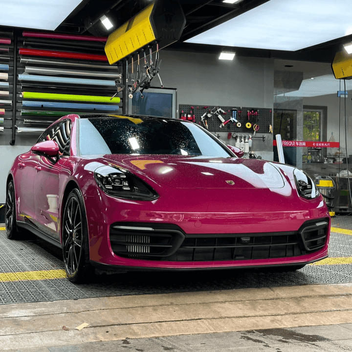 porsche Gloss Metallic Rose Red Vinyl Wrap