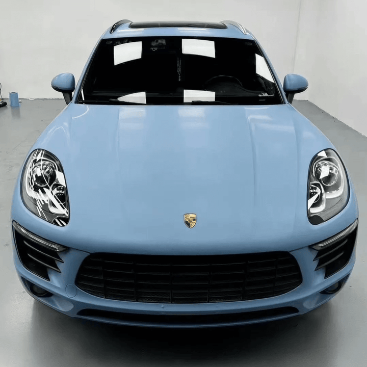 porsche Super Matte China Blue Gray Vinyl Wrap