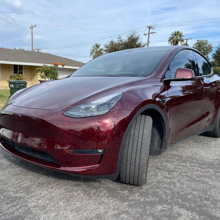 red forged carbon car wrap