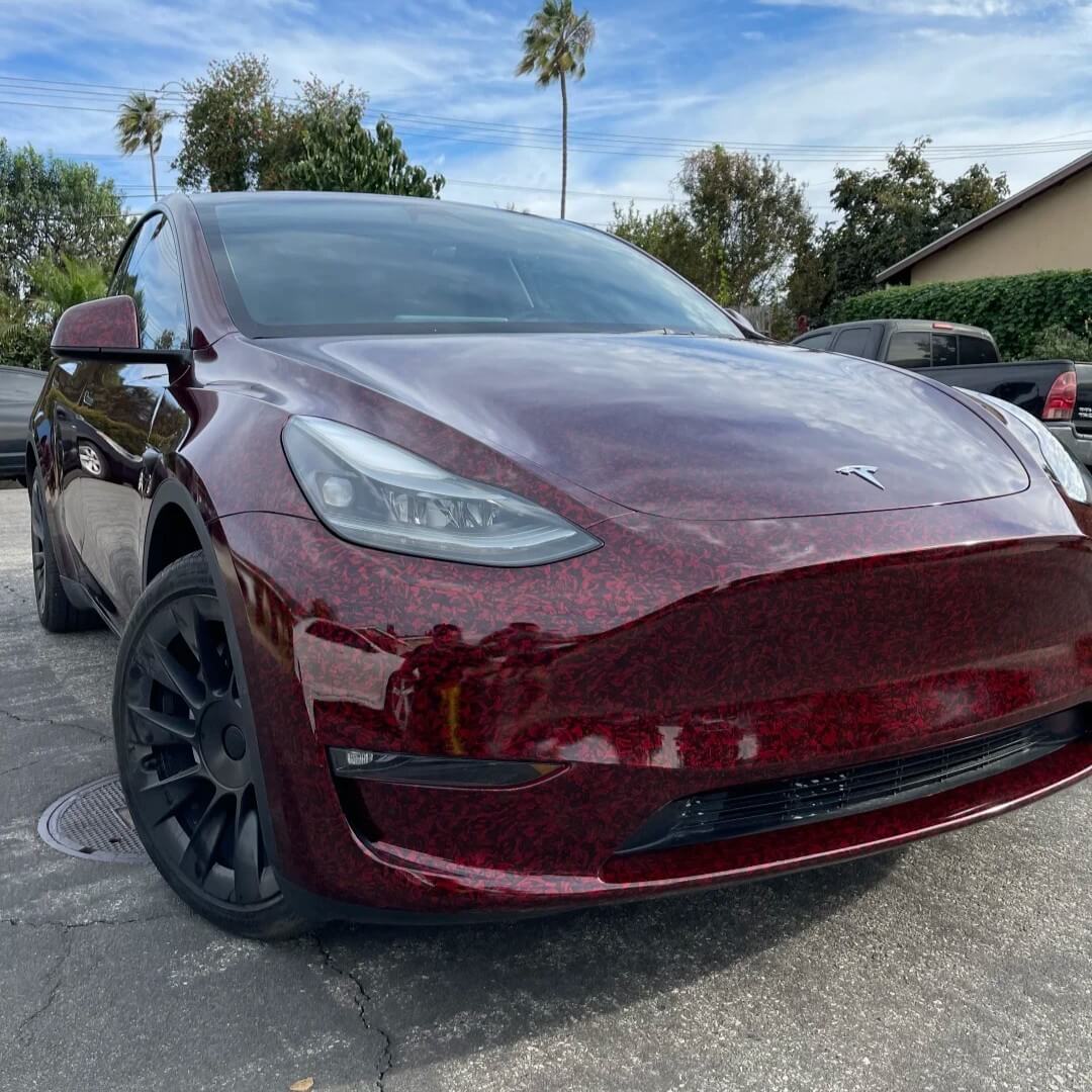 red forged carbon fiber wrap