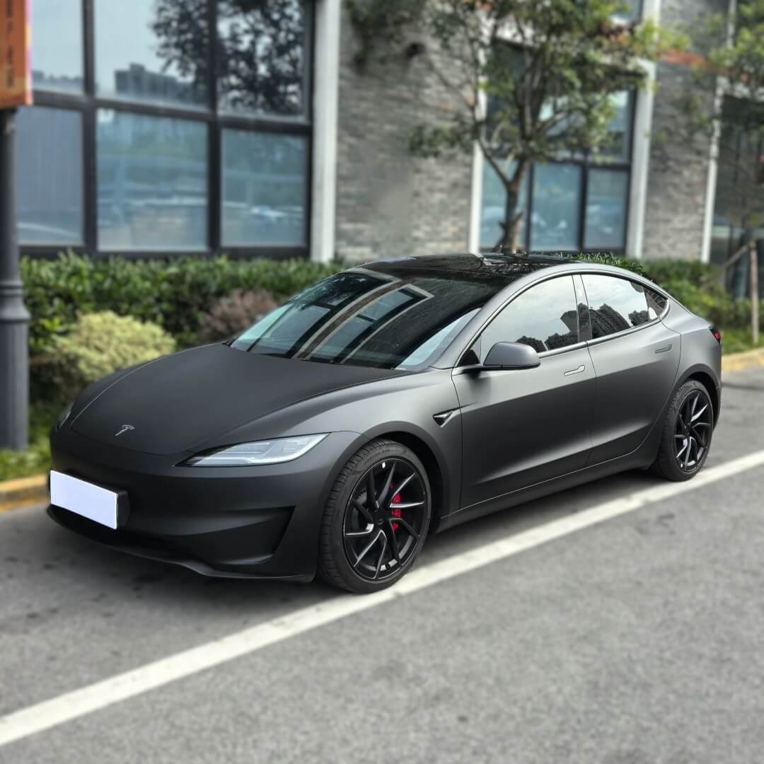 satin black car wrap