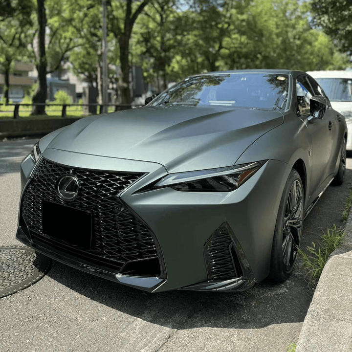 satin olive green car wrap