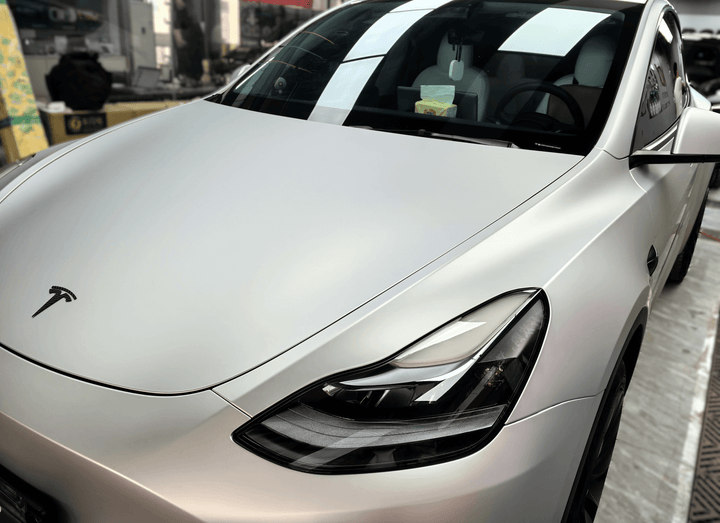 satin silver vinyl wrap