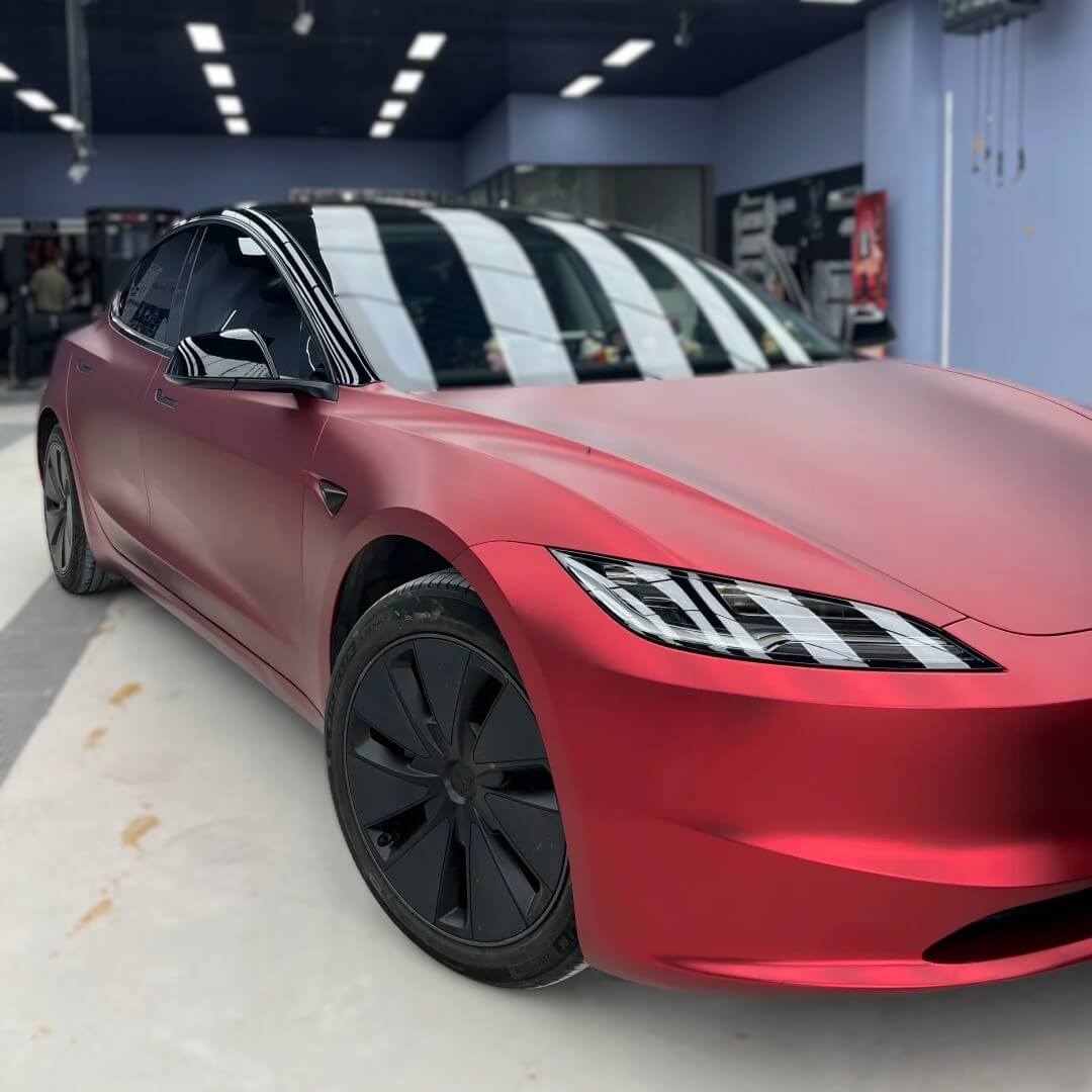 stain chrome romanee red car wrap