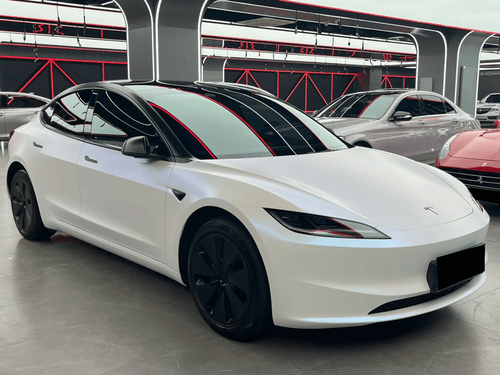 model 3 Color Shift White Blue Matte Vinyl Wrap