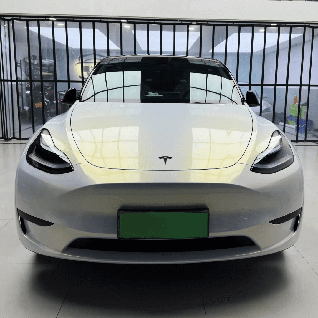 tesla Color Shift White Gold Glossy Vinyl Wrap