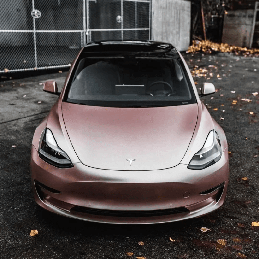 tesla Matte Metallic Rose Gold Vinyl Wrap