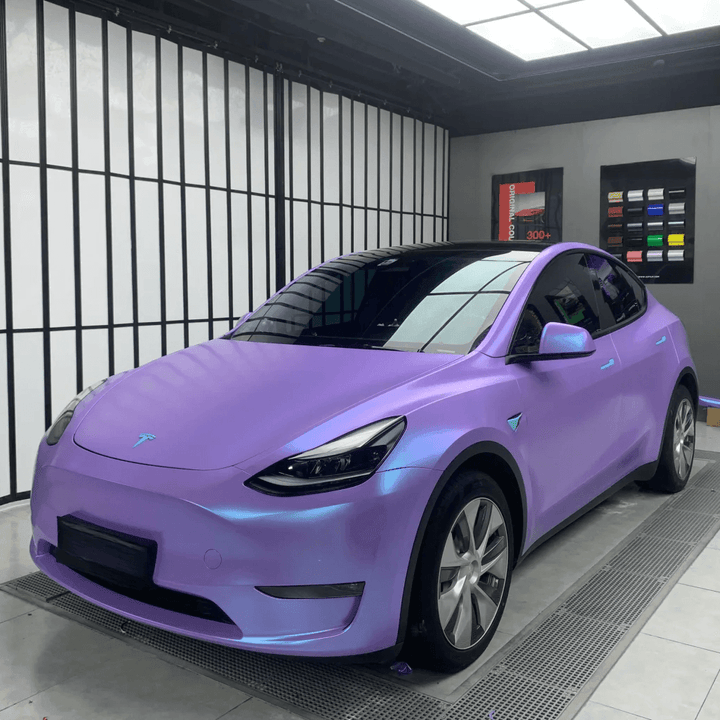 tesla Satin Ceramic Glacier Blue Vinyl Wrap