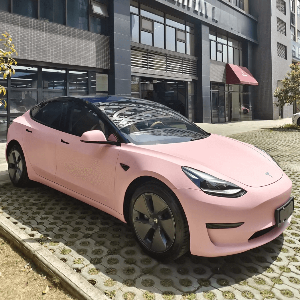 tesla Super Matte Light Pink Vinyl Wrap