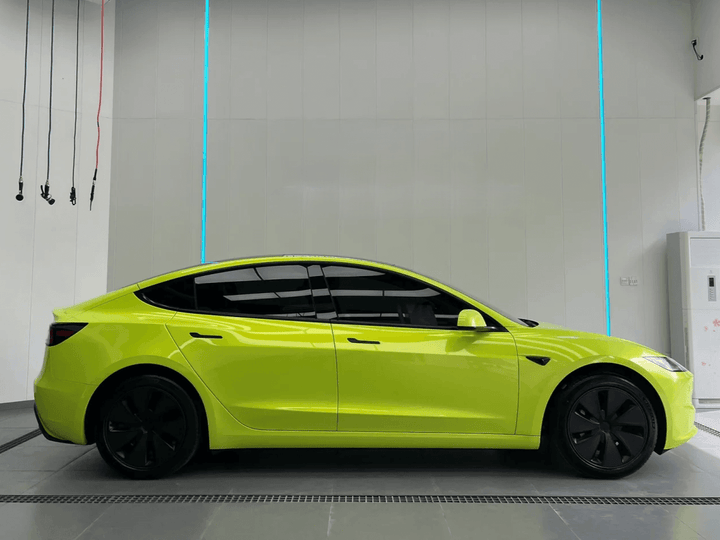 Fluorescent Yellow Pearlescent Metallic Vinyl Wrap for tesla model 3