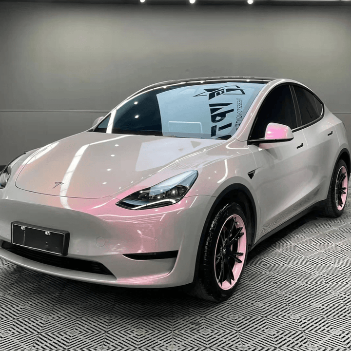 tesla model 3 Gloss Candy Gray Pink Color Shift Vinyl Wrap 