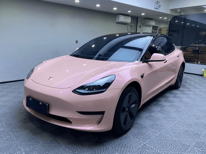 tesla model 3 Gloss Candy Pink Purple Color Shift Vinyl Wrap