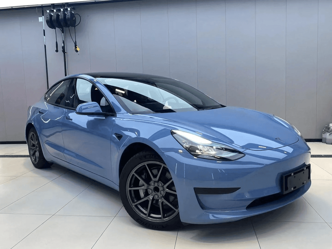 tesla model 3 Gloss Crystal Grayish Blue Vinyl Film Car Wrapping