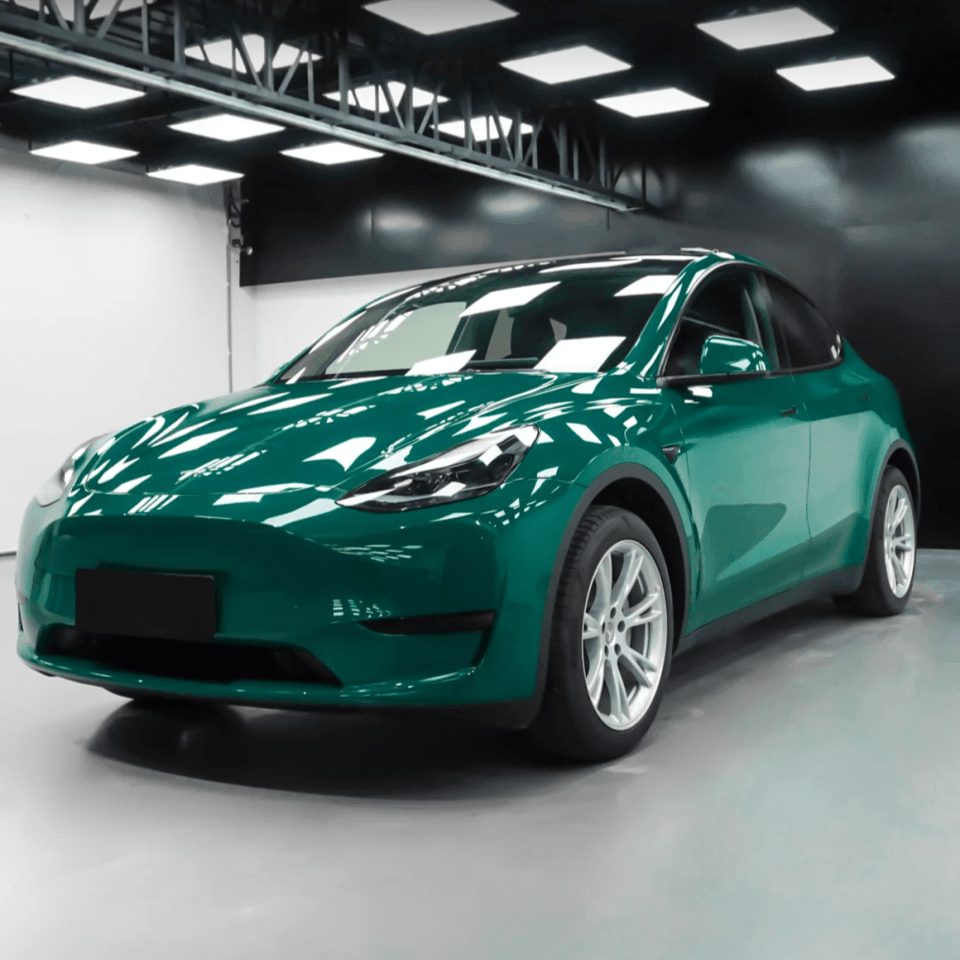 tesla model 3 Gloss Crystal Hell Green Vinyl Wrap