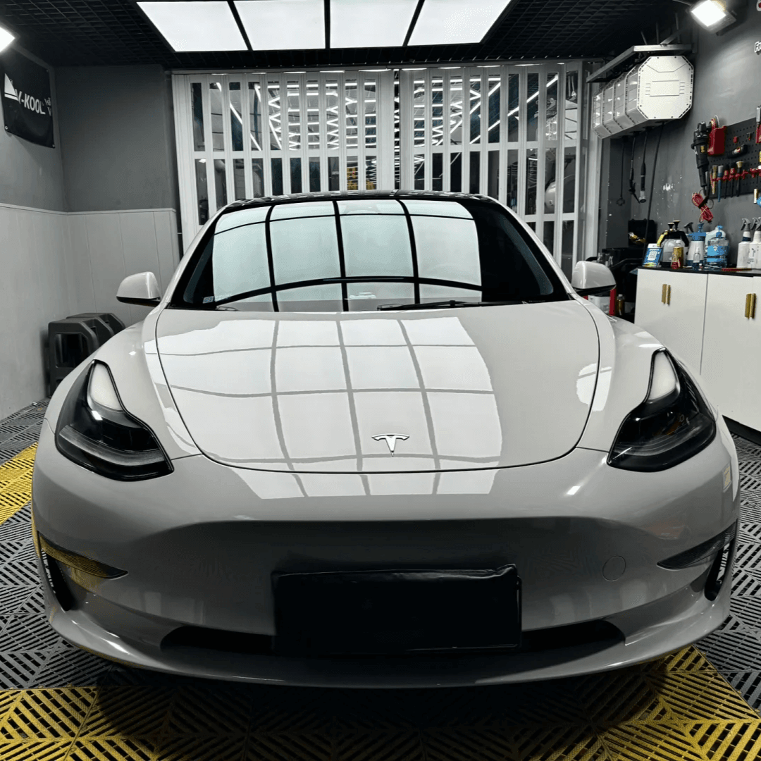 Tesla Gloss Crystal Light Gray Vinyl Wrap for Model 3