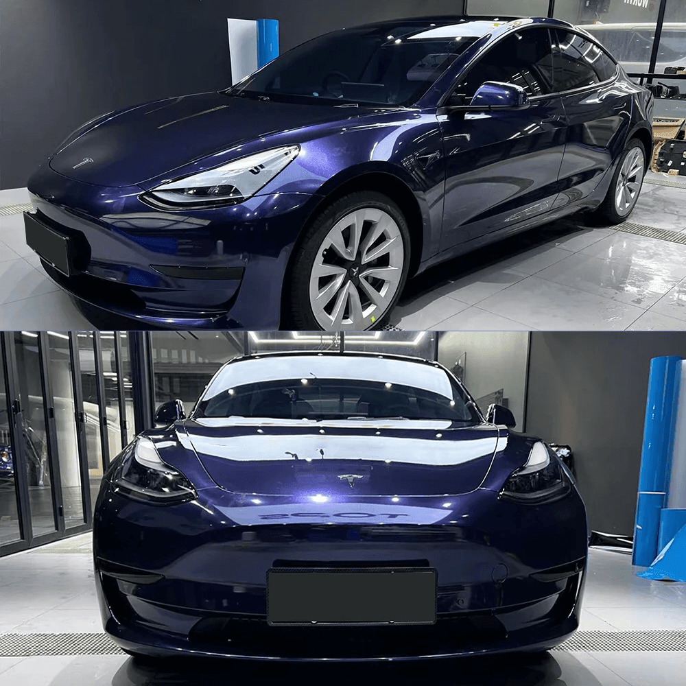 tesla model 3 Gloss Metallic Dark Blue Vinyl Wrap