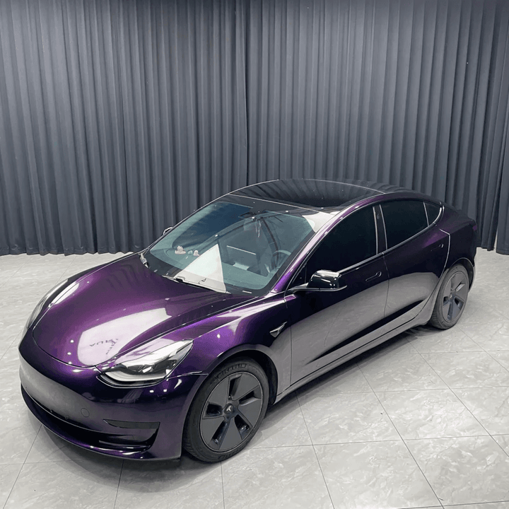 tesla model 3 Gloss Metallic Midnight Purple Vinyl Wrap