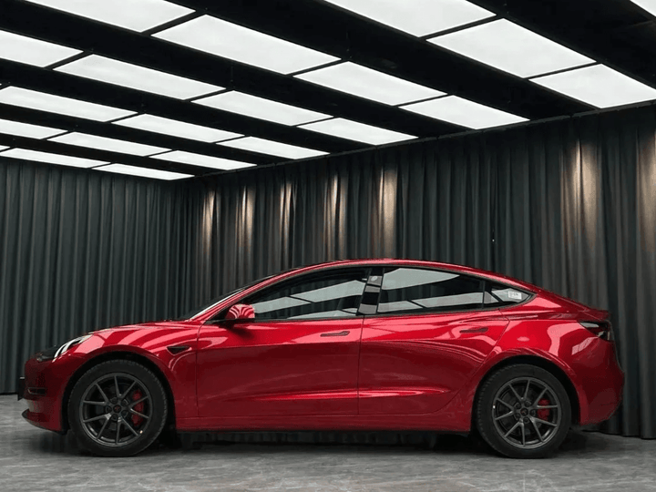 Tesla Model 3 Gloss Metallic Red Vinyl Wrap