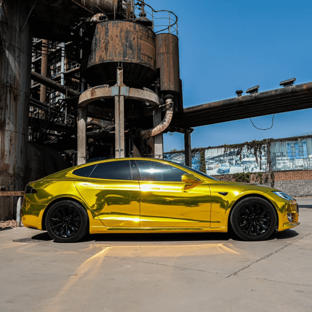 tesla model 3 Gold Mirror Chrome Vinyl Wrap