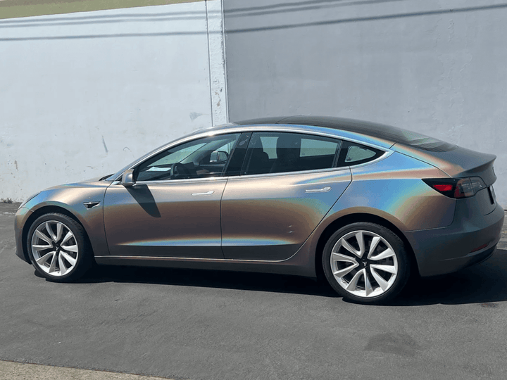 tesla model 3 Iridescent Gray Laser Matte Car Wrap