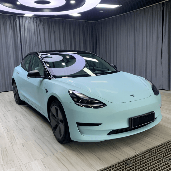 tesla model 3 Super Matte Ice Blue Vinyl Wrap