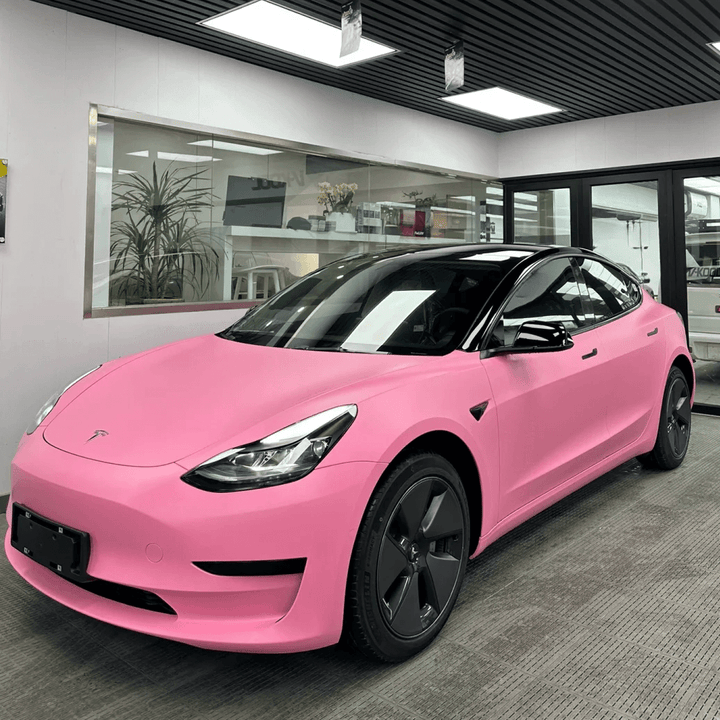 tesla model 3 Super Matte Pink Vinyl Wrap