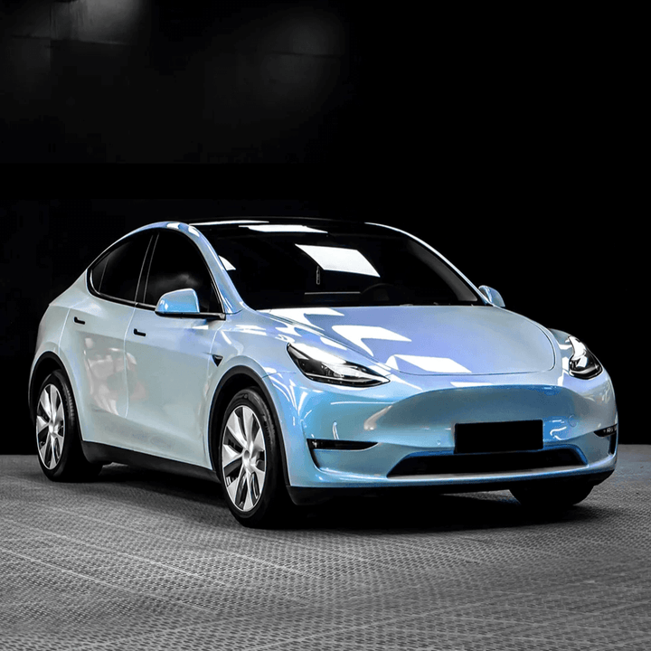 tesla model y Gloss Candy Gray Blue Color Shift Vinyl Wrap