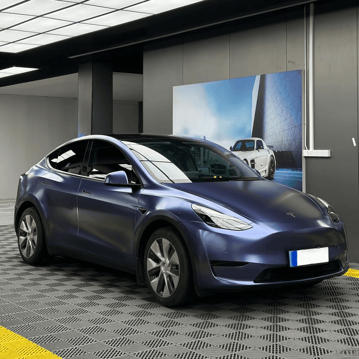 tesla model y Matte Metallic Midnight Blue Vinyl Wrap