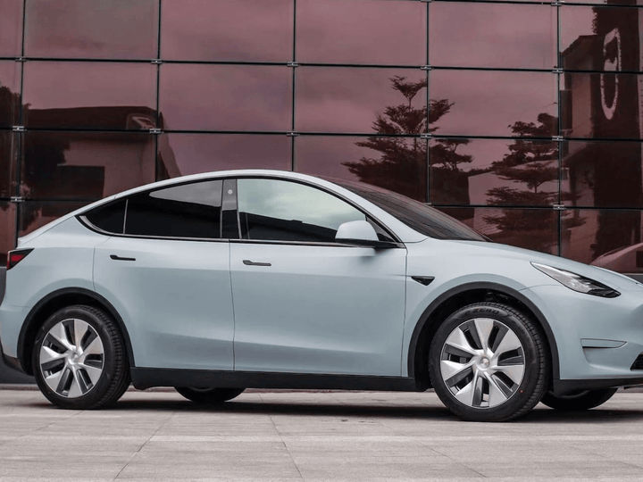 tesla model y Super Matte Mist Blue Vinyl Wrap