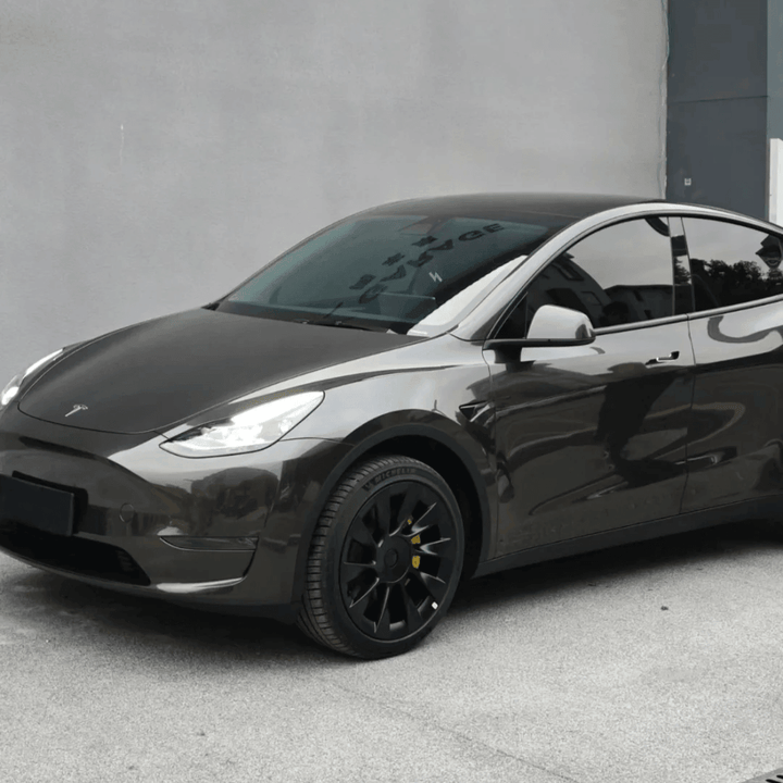 tesla model y black mirror chrome vinyl wrap