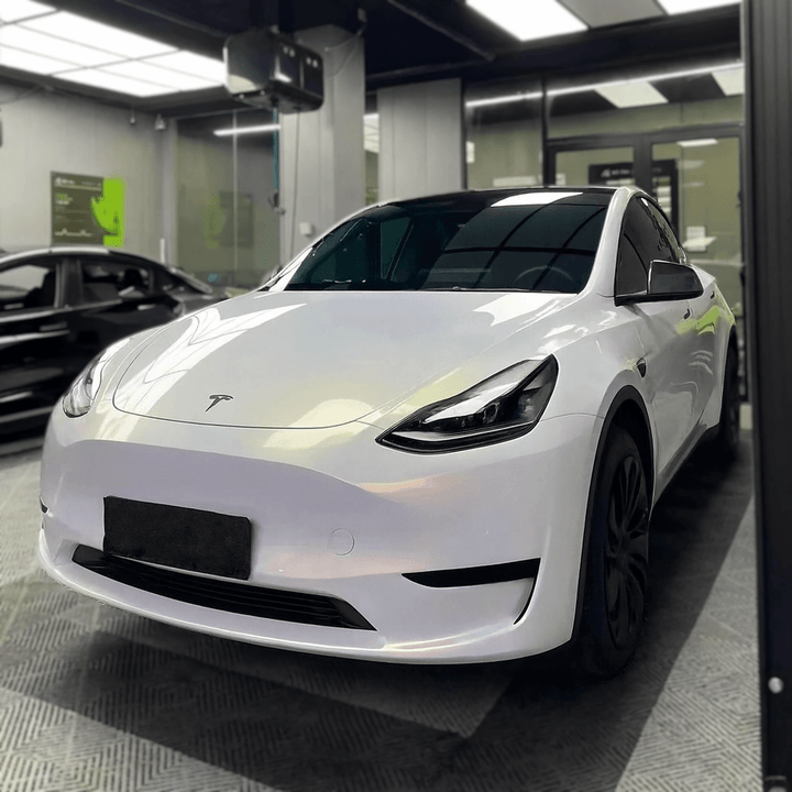 white gold car wrap
