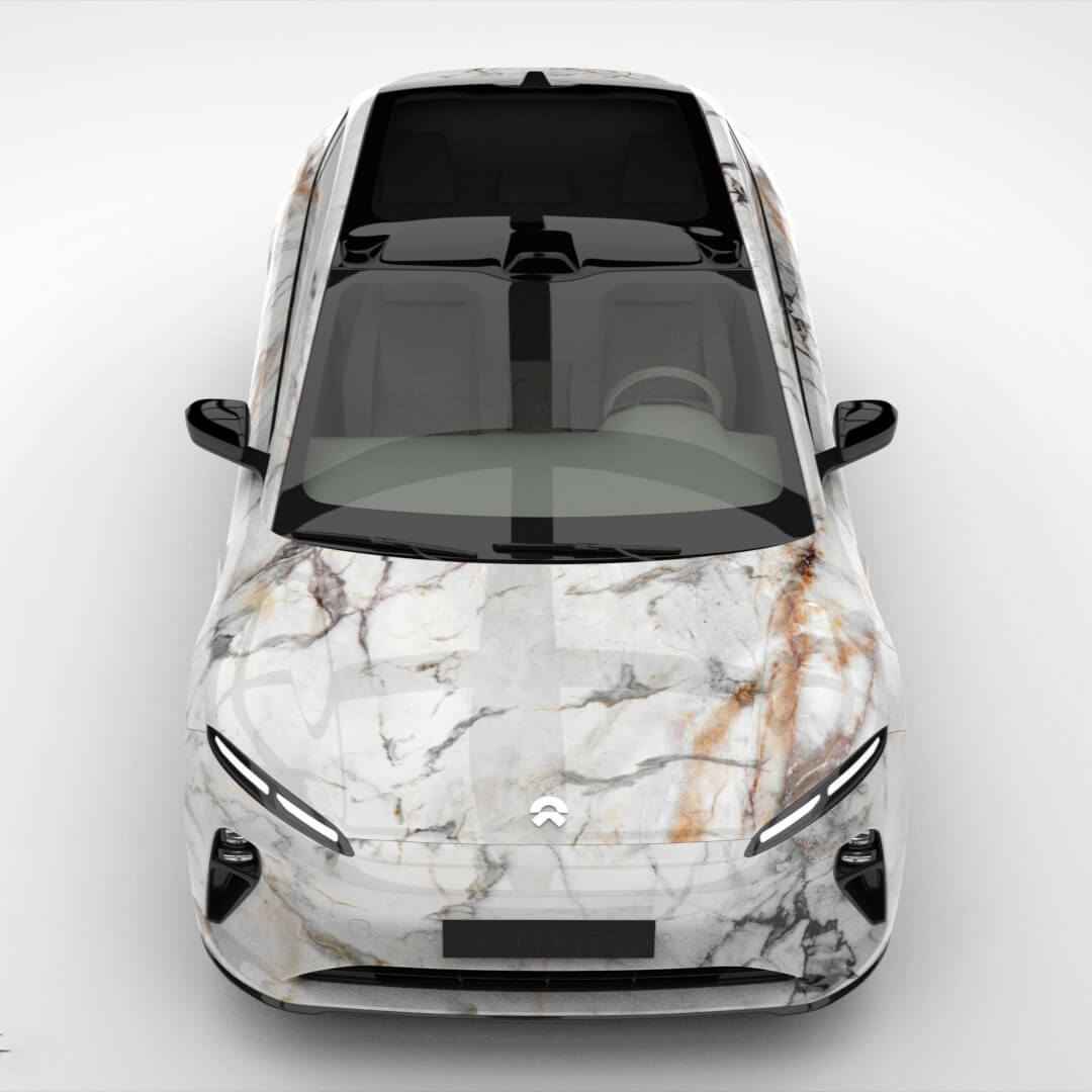 white marble car wrap