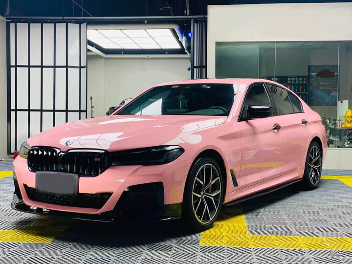 gloss crystal sakura pink car wrap on bmw