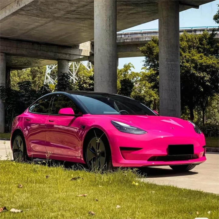 Tesla Model 3 Gloss Crystal Rose Red Vinyl Wrap