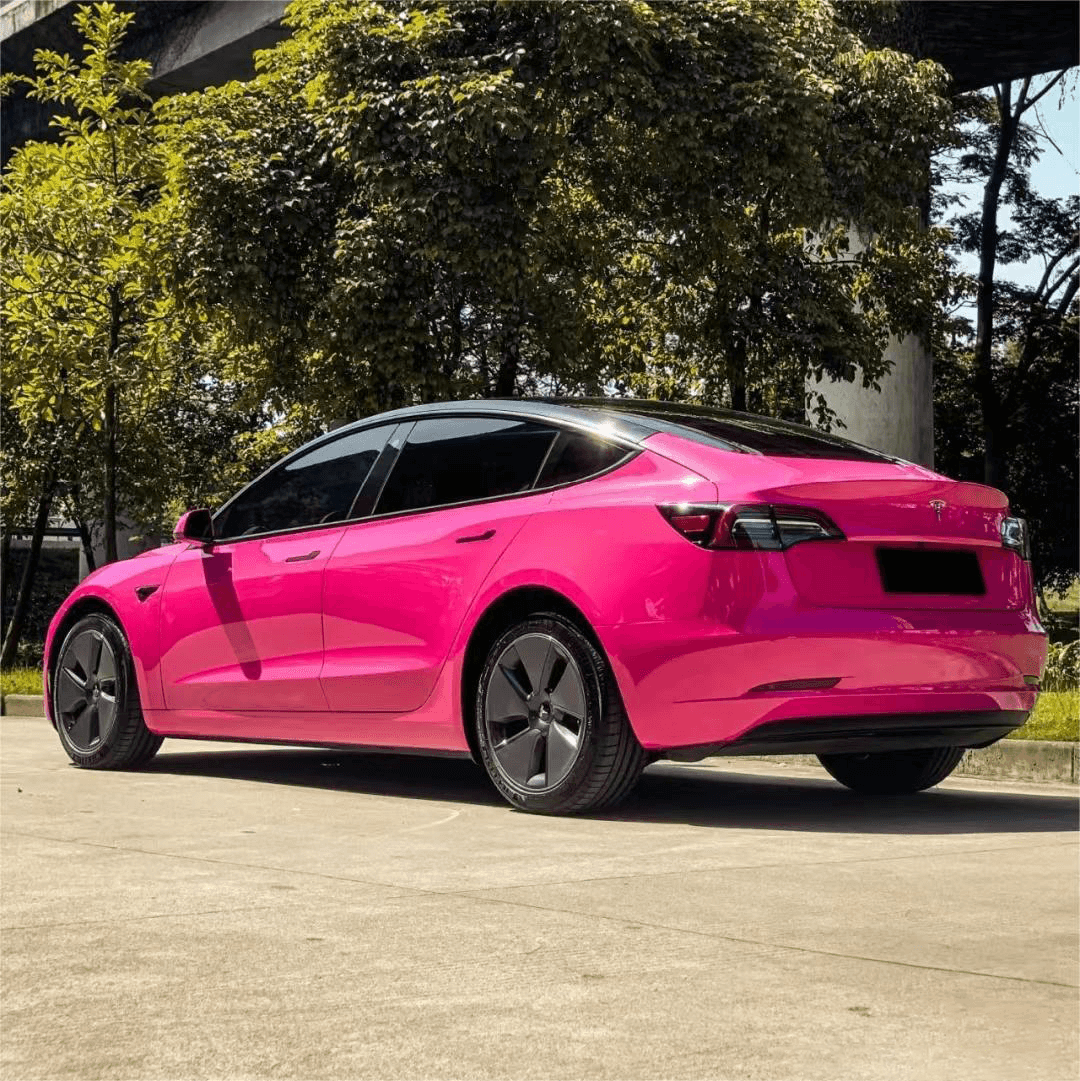 Tesla Gloss Crystal Rose Red car Wrap