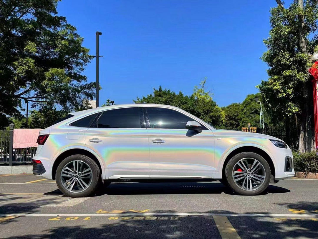 Iridescent White Laser Vinyl Wrap