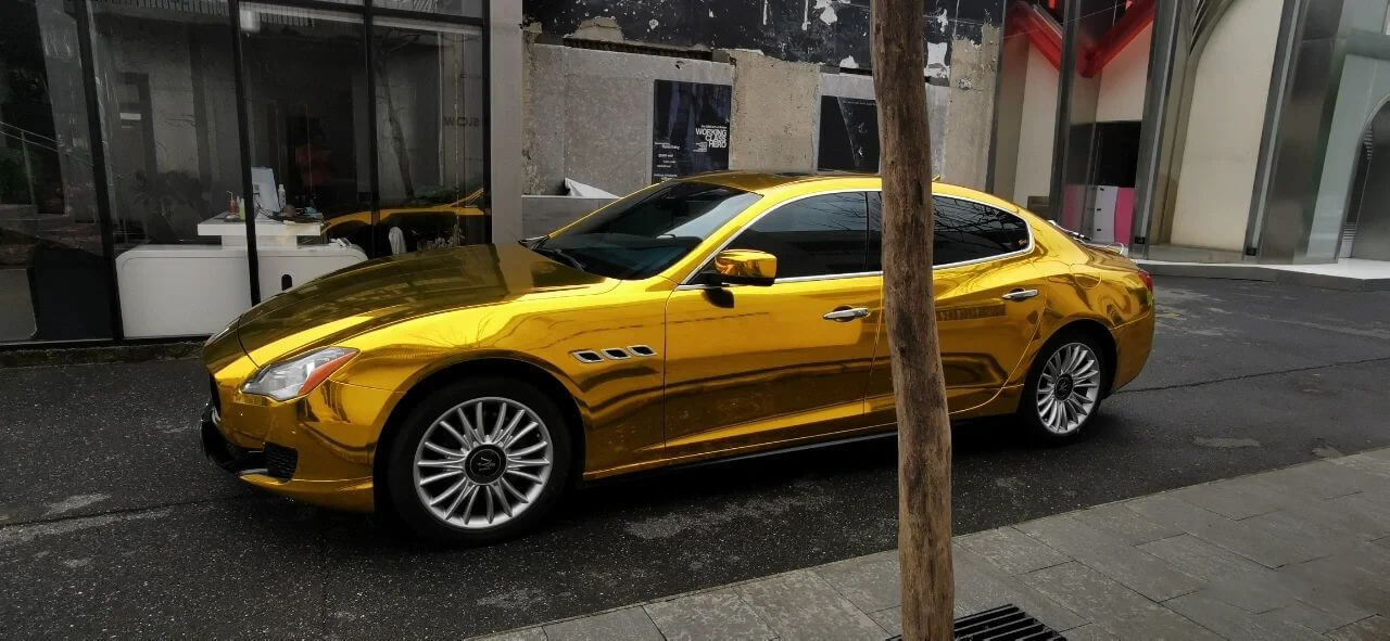 gold chrome mirror car wrap