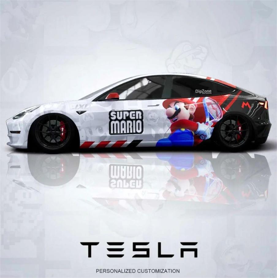 Tesla Model Y Super Mario Car Wrap Customized Vinyl