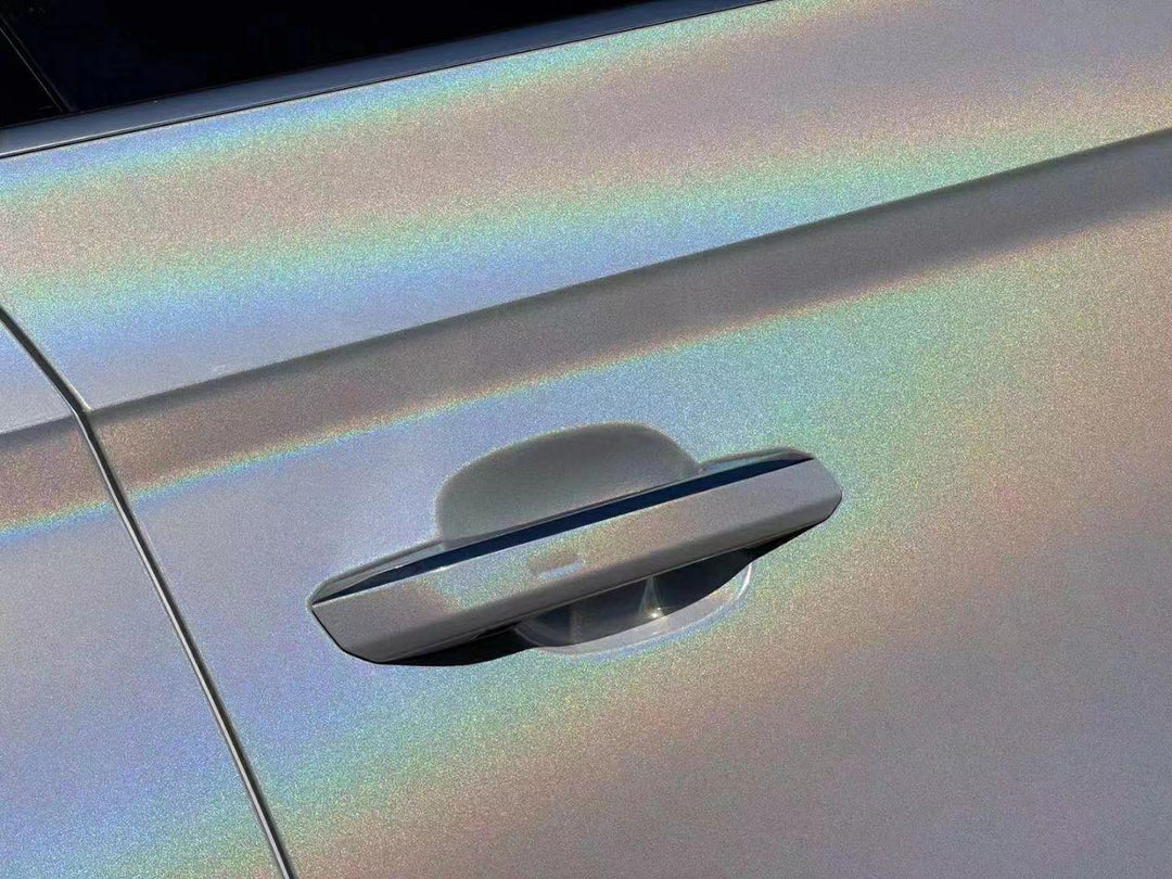 white rainbow car wrap